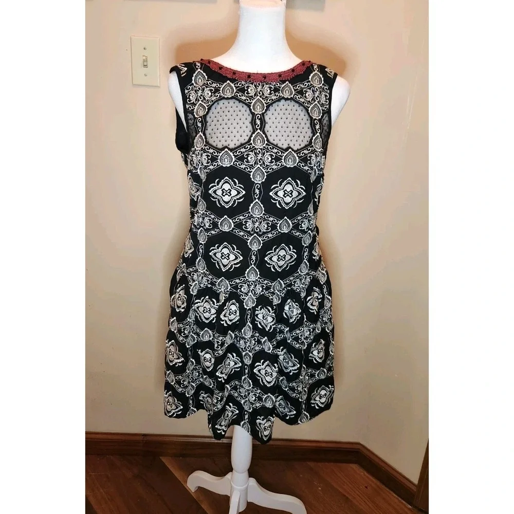 Free People Whimsigoth Fairy Beaded‎ Dress Witchy Goth Sleeveless S Embroidered